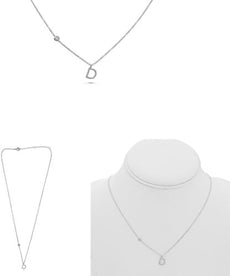.10CT DIAMOND 14KT WHITE GOLD ROUND INITIAL D SOLITAIRE BY THE YARD FUN NECKLACE
