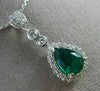 ANTIQUE 1.31CT DIAMOND & COLOMBIAN EMERALD 14KT WHITE GOLD PEAR PENDANT #21007