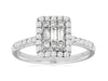 .55CT DIAMOND 14KT WHITE GOLD 3D ROUND & BAGUETTE CLUSTER SQUARE HALO LOVE RING