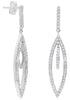 .55CT DIAMONDS 14KT WHITE GOLD ROUND & BAGUTTE MARQUISE SHAPE HANGING EARRINGS