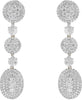 4.43CT DIAMOND 14K WHITE GOLD OVAL & ROUND MULTI FLOWER CLUSTER HANGING EARRINGS