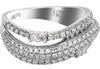 ESTATE WIDE .82CT DIAMOND 18KT WHITE GOLD 3D CLASSIC MULTI ROW DOUBLE SWIRL RING