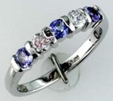 .52CT DIAMOND & AAA TANZANITE 14KT WHITE GOLD 5 STONE CHANNEL ANNIVERSARY RING