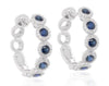 1.31CT DIAMOND & AAA SAPPHIRE 14KT WHITE GOLD MULTI FLOWER HOOP HANGING EARRINGS
