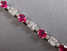 6.71CT DIAMOND & AAA RUBY 14KT WHITE GOLD OVAL ROUND & BAGUETTE TENNIS BRACELET