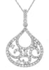 .45CT DIAMOND 14K WHITE GOLD 3D CLASSIC OPEN FILIGREE TEAR DROP FLOATING PENDANT