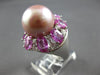5.28CT DIAMOND & AAA PINK SAPPHIRE & PINK SOUTH SEA PEARL 18K WHITE GOLD 3D RING