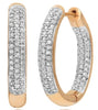 .50CT DIAMOND 14KT ROSE GOLD CLASSIC 3 ROW PAVE INSIDE OUT HOOP HANGING EARRINGS