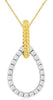 ESTATE .35CT DIAMOND 14K TWO TONE GOLD ROUND OPEN TEAR DROP FUN FLOATING PENDANT