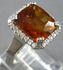 LARGE 7.46CT DIAMOND & AAA CITRINE 14K WHITE GOLD 3D SQUARE HALO ENGAGEMENT RING
