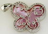 .33CT DIAMOND & AAA MOTHER OF PEARL 14KT WHITE GOLD BUTTERFLY FILIGREE PENDANT