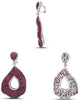 EXTRA LARGE 18.71CT DIAMOND & AAA RUBY 18K WHITE GOLD TEAR DROP HANGING EARRINGS