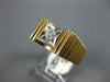 ESTATE .15CT DIAMOND 14KT 2 TONE GOLD 3D CLASSIC SOLITAIRE SQUARE MENS RING