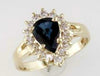 1.5CT DIAMOND & AAA SAPPHIRE 14KT YELLOW GOLD PEAR SHAPE & ROUND ENGAGEMENT RING