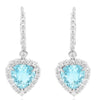 10.3CT DIAMOND & AAA AQUAMARINE 18KT WHITE GOLD 3D HEART SHAPE & ROUND EARRINGS