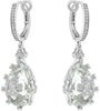 10.71CT DIAMOND & AAA GREEN AMETHYST 14KT WHITE GOLD 3D FLOWER HANGING EARRINGS