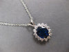 ESTATE LARGE 3.23CT DIAMOND & AAA SAPPHIRE 14K WHITE GOLD 3D OVAL FLOWER PENDANT