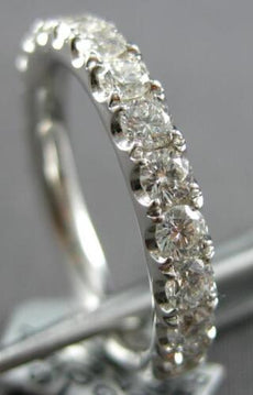 1.11CT DIAMOND 18K WHITE GOLD ROUND SHARED PRONG 3MM 3/4TH ETERNITY WEDDING RING