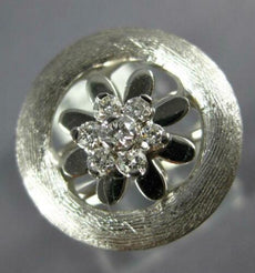 ESTATE .19CT DIAMOND 18KT WHITE GOLD 3D MATTE & SHINY FLOWER CIRCULAR FUN RING