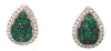 .71CT DIAMOND & AAA EMERALD 18KT WHITE GOLD 3D TEAR DROP CLASSIC STUD EARRINGS