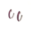 ESTATE .68CT AAA RUBY 18KT WHITE GOLD 3D CLASSIC HUGGIE HOOP HANGING EARRINGS