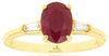 1.34CT DIAMOND & AAA RUBY 14KT YELLOW GOLD OVAL & BAGUETTE 3 STONE CLASSIC RING