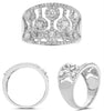 ESTATE WIDE .92CT DIAMOND 14KT WHITE GOLD 3D CLASSIC MULTI BAR FLOWER FUN RING