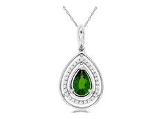 .54CT DIAMOND & AAA RUSSALITE 14KT WHITE GOLD PEAR SHAPE ROUND TEAR DROP PENDANT