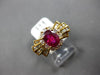 1.57CT DIAMOND & AAA RUBY 18KT YELLOW GOLD 3D ROUND & BAGUETTE ENGAGEMENT RING