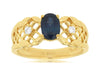 1.10CT DIAMOND & AAA SAPPHIRE 14K YELLOW GOLD 3D OVAL & ROUND OPEN FILIGREE RING