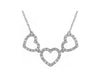 ESTATE .15CT DIAMOND 14KT WHITE GOLD 3D CLASSIC TRIPLE OPEN HEART LOVE NECKLACE