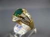 ESTATE LARGE 2.16CT DIAMOND & AAA EMERALD 18K YELLOW GOLD FLOWER ENGAGEMENT RING
