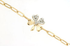 ESTATE .10CT DIAMOND 14K YELLOW GOLD 3D CLASSIC MULTI HEART FLOWER LOVE BRACELET