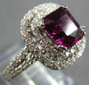 LARGE 4.80CT DIAMOND & AAA RHODOLITE 14KT WHITE GOLD DOUBLE HALO ENGAGEMENT RING