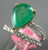 GIA LARGE 2.95CT DIAMOND & AAA EMERALD 18KT 2 TONE GOLD CLASSIC ENGAGEMENT RING
