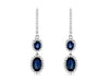 2.06CT DIAMOND & AAA SAPPHIRE 14KT WHITE GOLD OVAL & ROUND HALO HANGING EARRINGS