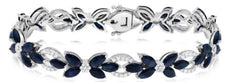 15.38CT DIAMOND & AAA SAPPHIRE 14KT WHITE GOLD 3D MULTI FLOWER ETERNITY BRACELET