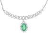 .51CT DIAMOND & AAA EMERALD 14KT WHITE GOLD 3D OVAL & ROUND FLORAL LOVE NECKLACE