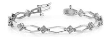 .76CT DIAMOND 14KT WHITE GOLD CLASSIC FLOWER SQUARE BY THE YARD TENNIS BRACELET