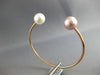AAA WHITE & PINK SOUTH SEA PEARL 14KT ROSE GOLD 3D FLEXIBLE LOVE BANGLE BRACELET