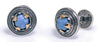 AAA CABOCHON TURQUOISE 18KT YELLOW GOLD & 925 SILVER CIRCULAR FILIGREE CUFFLINKS
