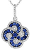 1.03CT DIAMOND & AAA SAPPHIRE 14KT WHITE GOLD 3D ROUND FLOWER FLOATING PENDANT