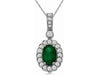 .95CT DIAMOND & AAA EMERALD 14KT WHITE GOLD OVAL & ROUND FLOWER FLOATING PENDANT