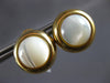 ESTATE LARGE AAA MOONSTONE 14K YELLOW GOLD 3D BEZEL ROUND CLIP ON EARRINGS #2424