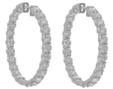 LARGE 15.1CT DIAMOND 18KT WHITE GOLD 3D SHARED PRONG INSIDE OUT HANGING EARRINGS