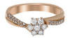 ESTATE DIAMOND 18KT ROSE GOLD 3D CLASSIC FLOWER CRISS CROSS LOVE RING