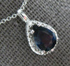 1.17CT DIAMOND & AAA SAPPHIRE 14K WHITE GOLD PEAR SHAPE & ROUND FLOATING PENDANT