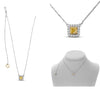 1.68CT WHITE & FANCY YELLOW DIAMOND 18KT 2 TONE GOLD 3D CUSHION & ROUND NECKLACE
