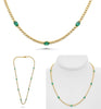 5.20CT DIAMOND & AAA EMERALD 14KT YELLOW GOLD OVAL & ROUND BY THE YARD NECKLACE