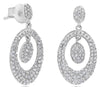 ESTATE .59CT DIAMOND 14KT WHITE GOLD ROUND CLUSTER TRIPLE OVAL HANGING EARRINGS